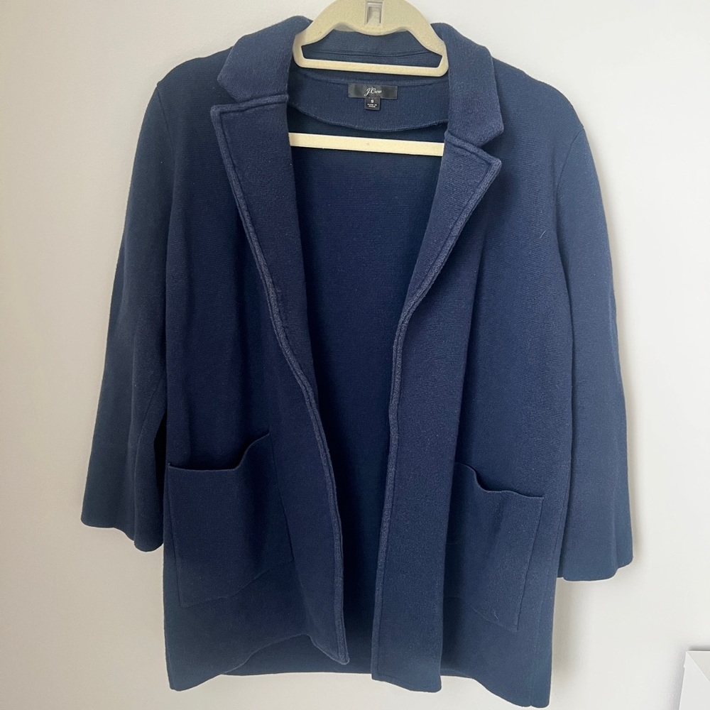 J.Crew Open Front Knit Blazer Coatigan Navy Size S